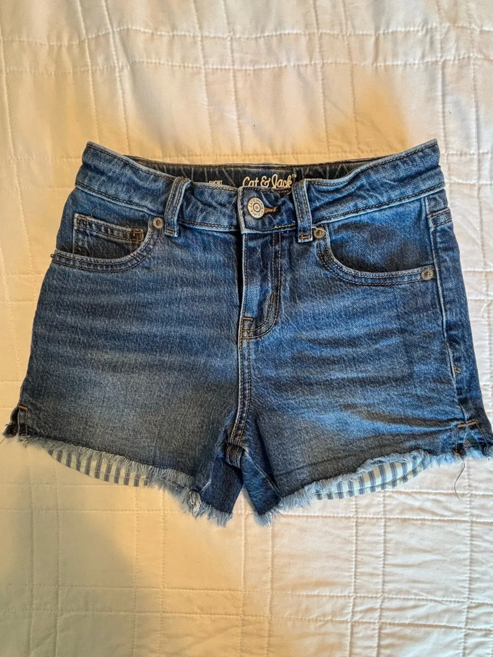 Cat & Jack Blue Denim Frayed Hem Women's Shorts